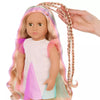 Rainbow Hair Grow Doll with Hair Clips and Styling Book Accessories