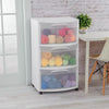 Three Drawer Wide Cart with Clear Drawers