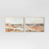 (Set of 2) Faded Landscape Framed Wall Canvases Natural - Polystyrene Frame, Blockprint Art