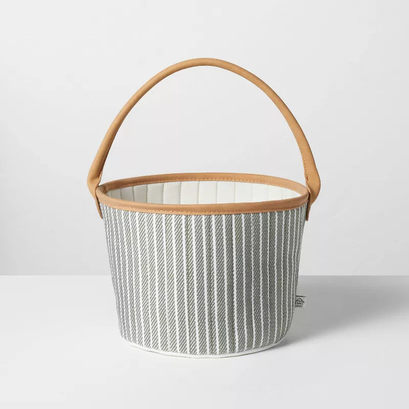 Fabric Storage Basket with Faux Leather Handle, final cut