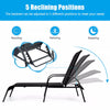 2PCS Outdoor Patio Lounge Chair Chaise Fabric Adjustable Reclining Armrest Black