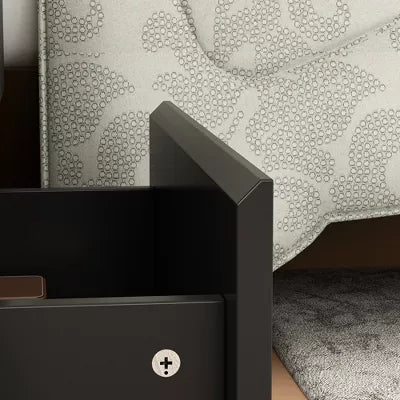 Black Double - Drawer Nightstand Set for Bedroom: Modern - Designed Bedside Dresser