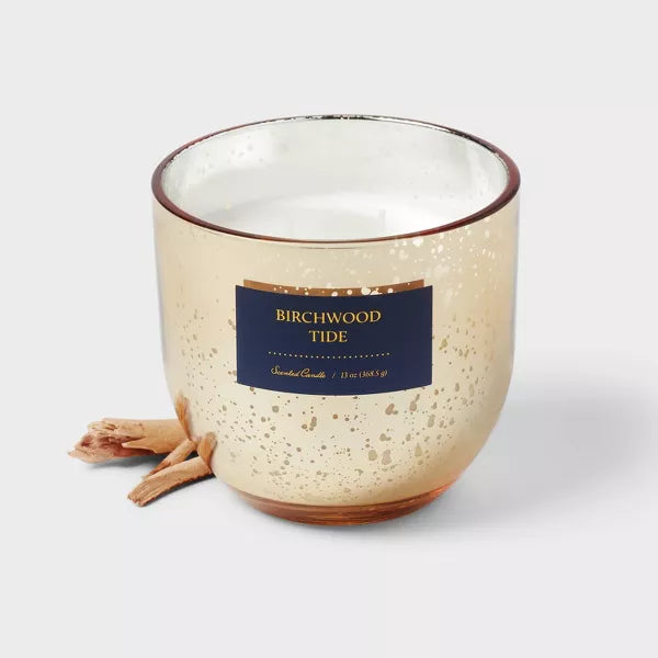 2-Wick Mercury Glass Candle Blue/Birchwood Tide, final cut