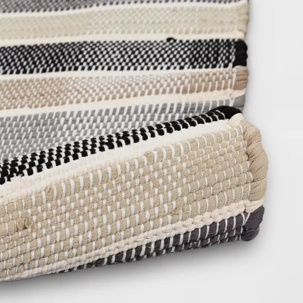 Check Striped Chindi Handwoven Area Rug 4'x5'6"