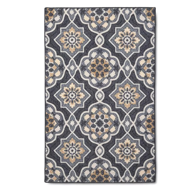Washable Rowena Rug Charcoal Gray