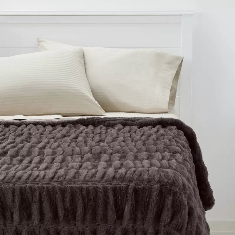 60" x 86" Faux Fur Oversized Bed Throw - Threshold Signature