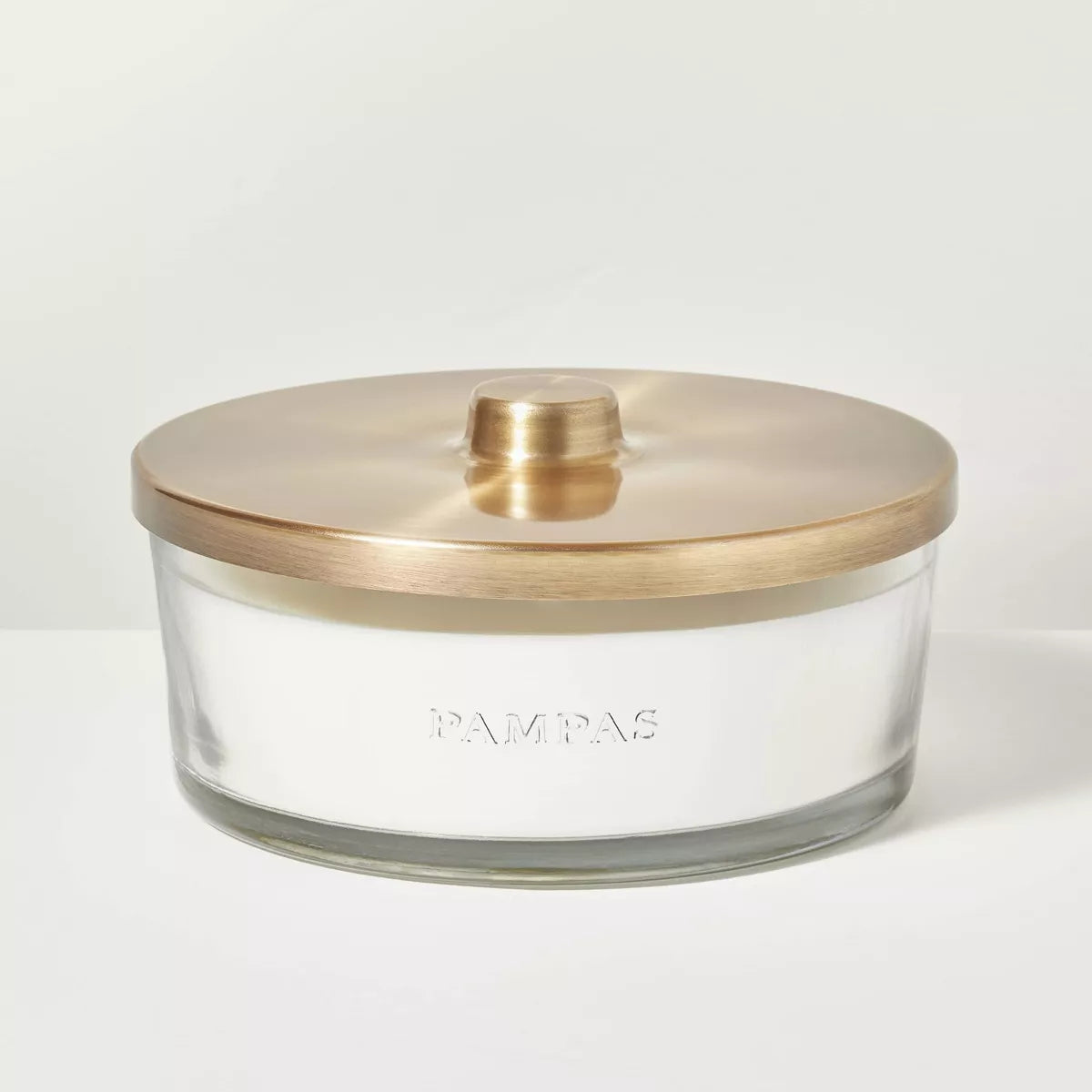 5-Wick Clear Glass Pampas Jar Candle White 28oz - Hearth & Hand™ with Magnolia: Soy Blend, 40hr Burn Time SHOWROOM ITEM