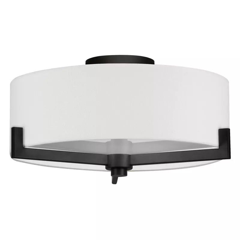 2-Light Semi Flush Mount with Fabric Shade