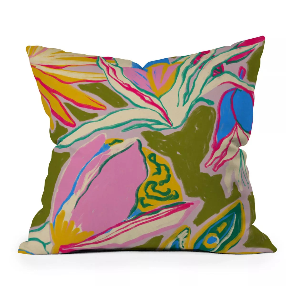 16"x16" Sandrapoliakov Tropical Garden Square Throw Pillow - Green SHOWROOM ITEM