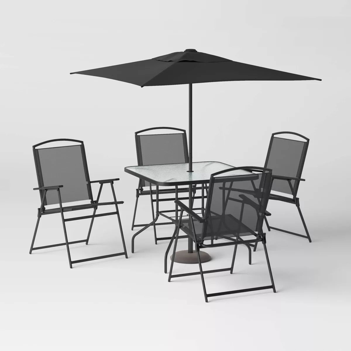 6pc Patio Dining Set with Umbrella, Outdoor Furniture Set