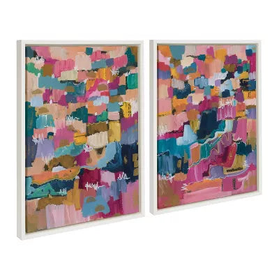 (Set of 2) Sylvie Applause Framed Canvas Set by Leah Nadeau White