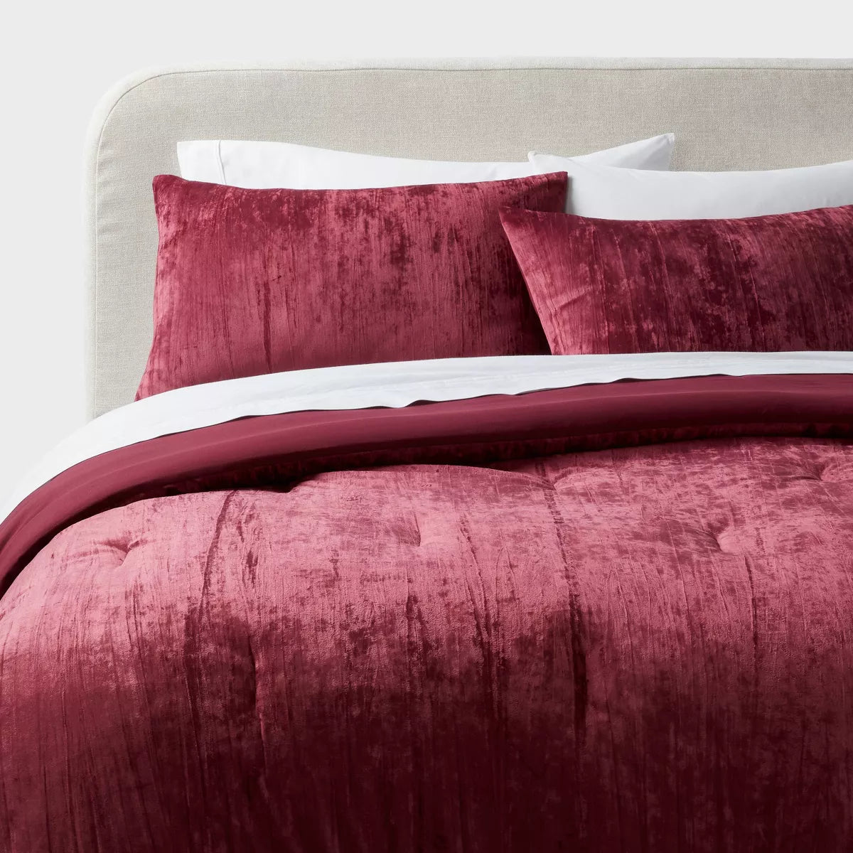 3pc Luxe Distressed Crinkle Velvet Comforter and Sham Set - King