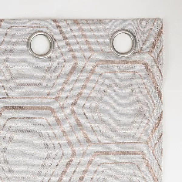 Brevick Geometric Faux Linen 100% Blackout Grommet Curtain Panel