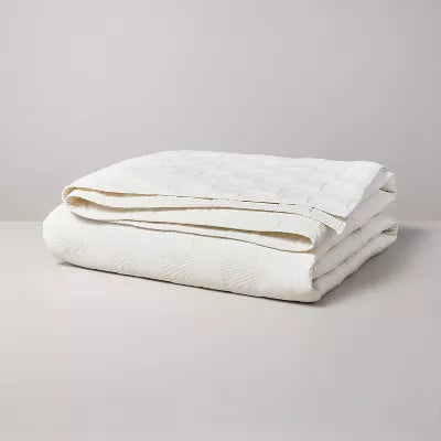 Checkerboard Stitch Quilt Cream - King