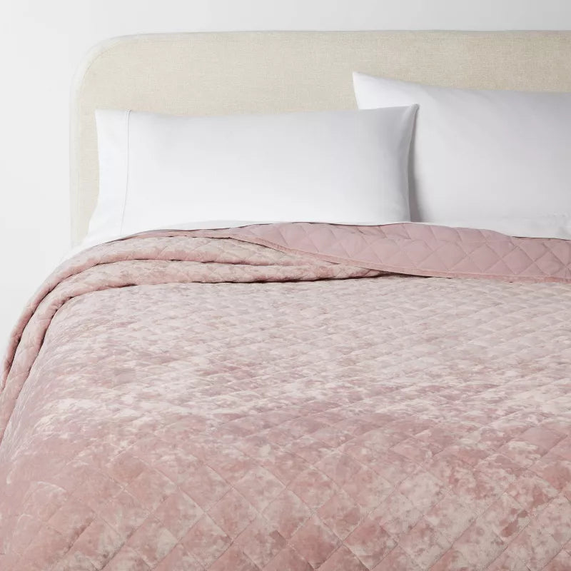 Luxe Diamond Stitch Velvet Quilt - King
