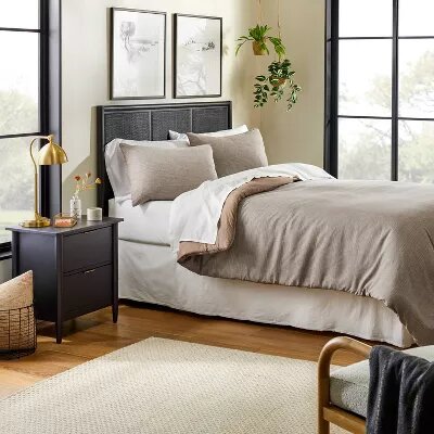 3pc Heathered Stripe Comforter Bedding Set Brown - King