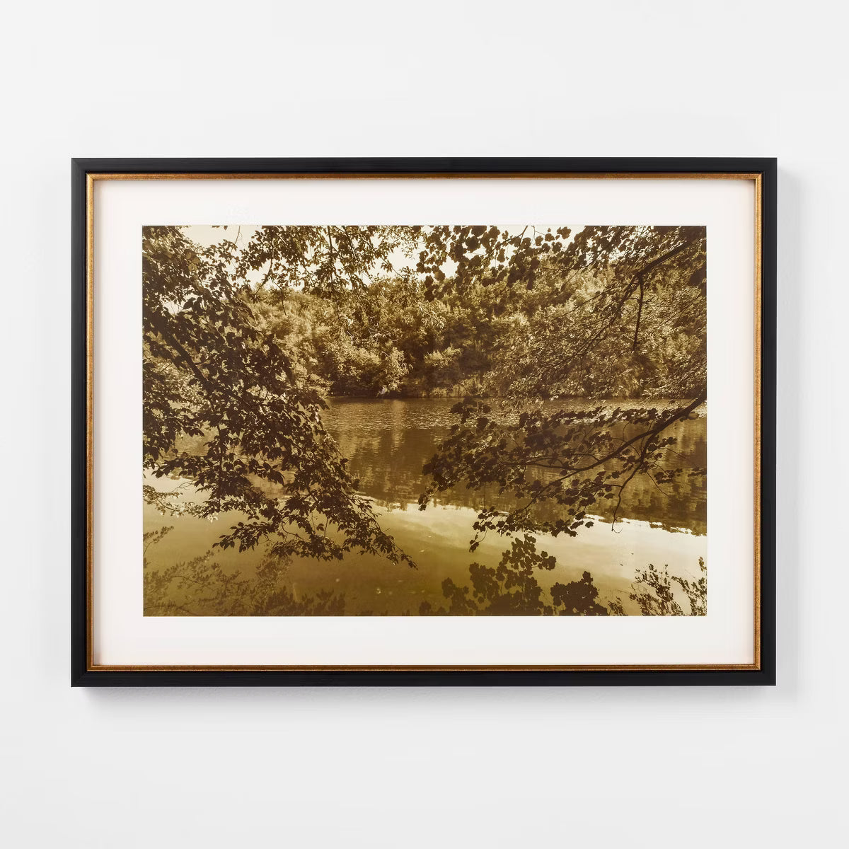 24"x18" Abstract Lake Framed Wall Art - Threshold™ - SHOWROOM ITEM 