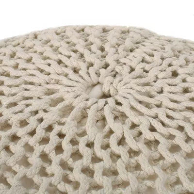 Morven Modern Knitted Cotton Round Pouf