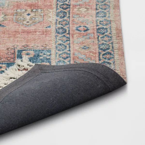 Fringed Medallion Area Rug Rust