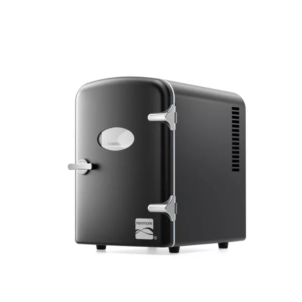 6 can Mini Refrigerator: Countertop Tiny Fridge for Skincare & Makeup, 40°F Cooling, Black