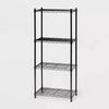 4 Tier Wire Shelving Black - Steel Utility Storage, Adjustable Feet & Shelves