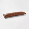 Lumbar Faux Leather Channel Stitch Decorative Throw Pillow