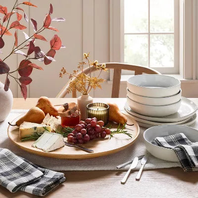 Wooden Pedestal Lazy Susan Natural