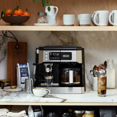 All-In-One Combination Coffee and Espresso Machine : 10-Cup, 15 Bars, Digital Timer, Black