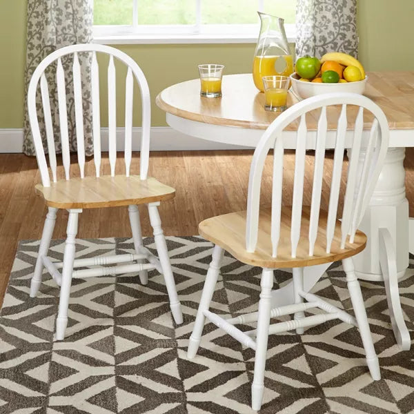 Set of 2 Carolina Farmhouse Solid Wood Flat Spindle Windsor Dining Chairs
