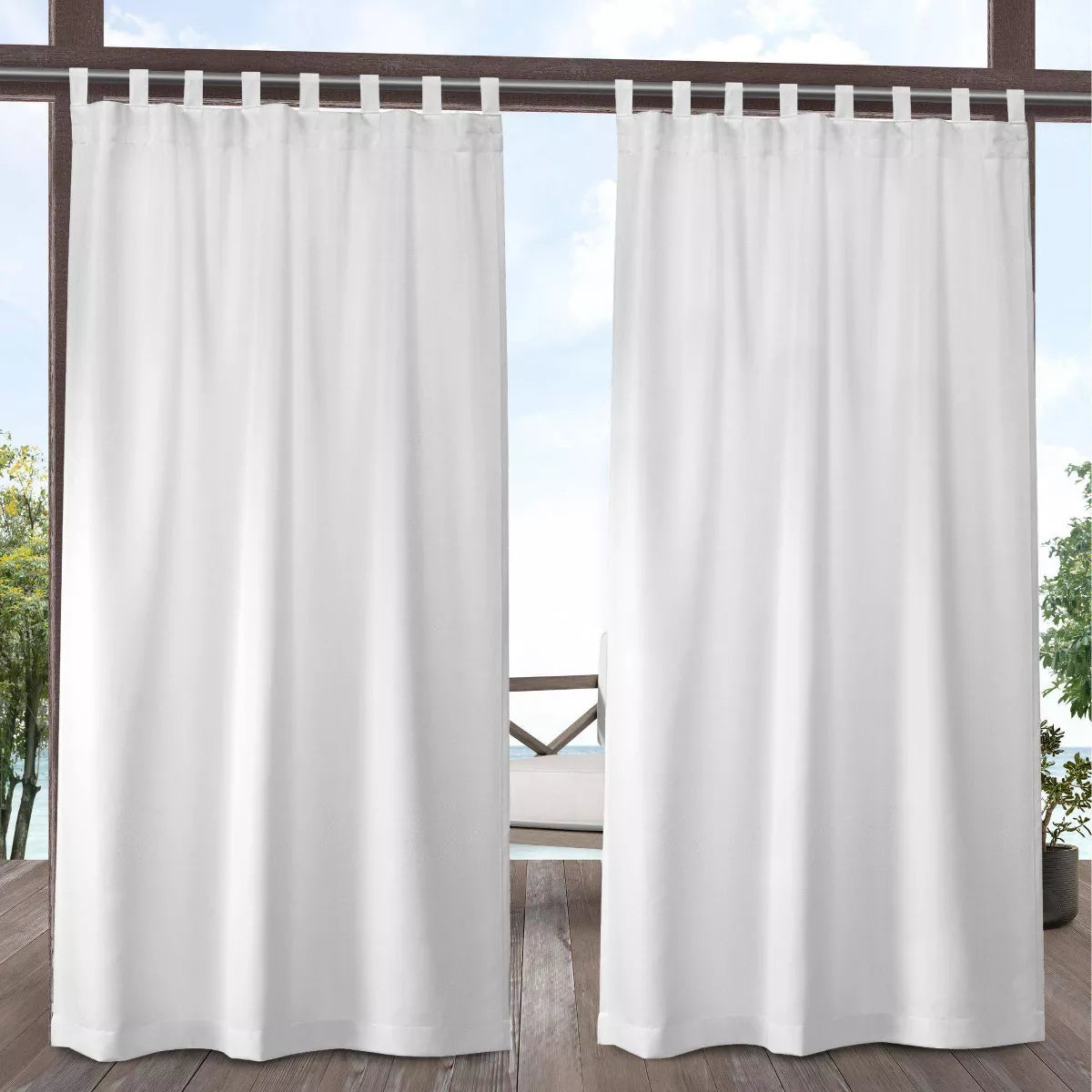 Set of 2 Indoor/Outdoor Solid Cabana Tab Top Window Curtain Panel