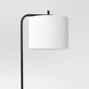 Floor Lamp with Table Natural Wood - ETL Listed, Linen Shade, Metal Body