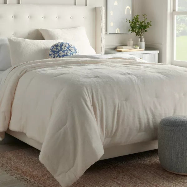 3pc Luxe Faux Fur Comforter and Sham Set - King
