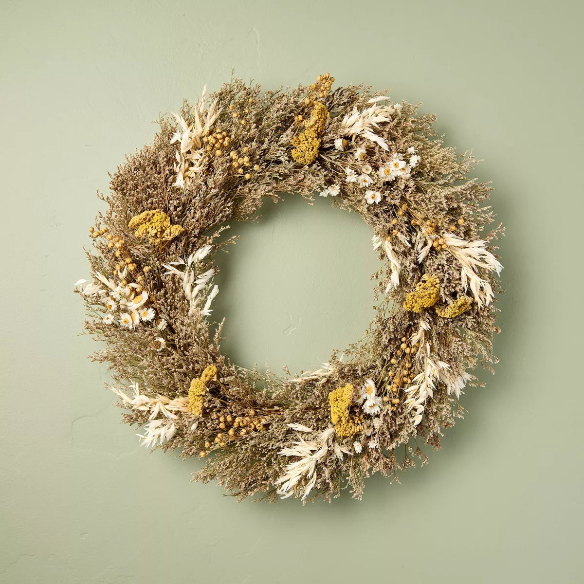 Preserved Spring Grass and Flower Wreath