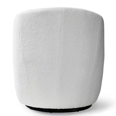 Bella Swivel Barrel Chair,2 Size Soft Touch Upholstered White Teddy Swivel Chair, Armrest 360° Swivel Nursery Chair