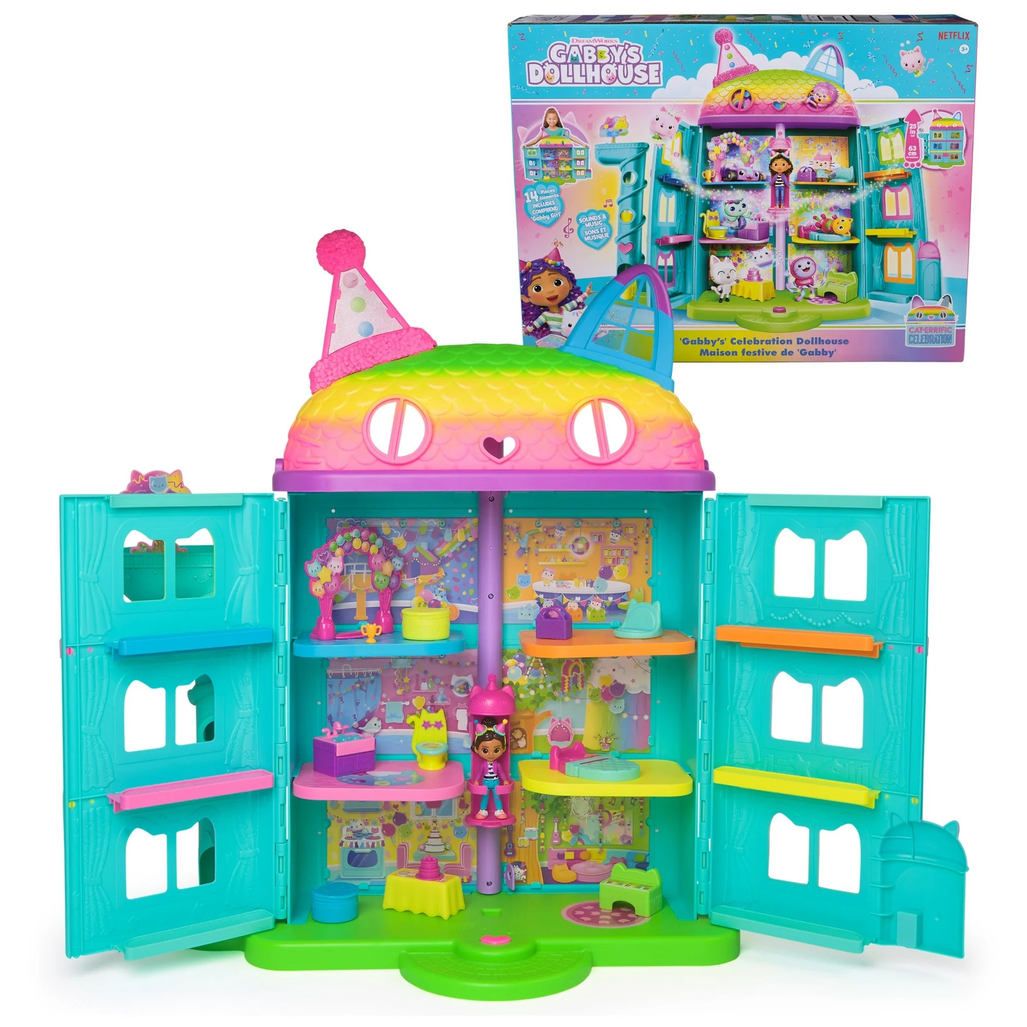 Celebration Dollhouse with Toy Figures, Furniture & Sound Effects
