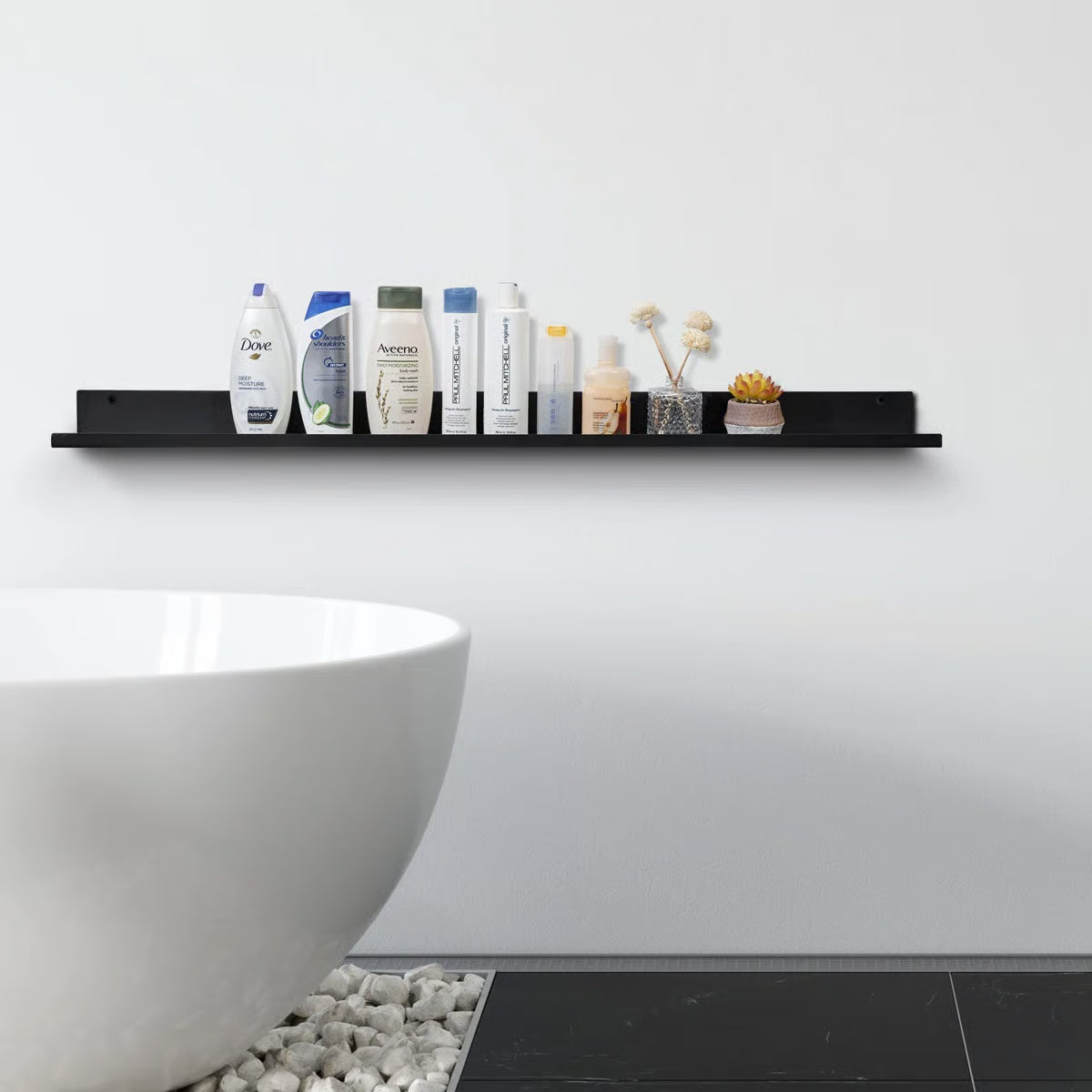 Gailyn Black Metal Wall Floating Shelf