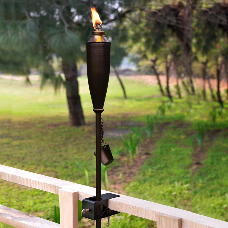 Brown Garden Torch Backyard Patio Citronella Oil Flame Lighting Lantern (Set of 4)
