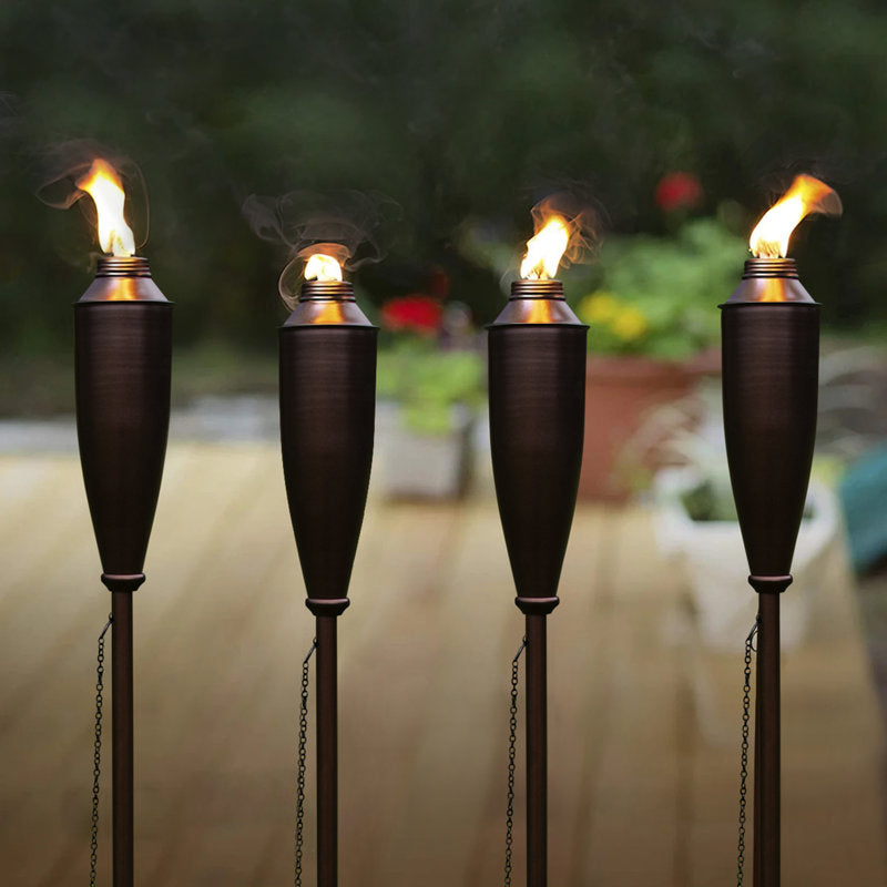 Brown Garden Torch Backyard Patio Citronella Oil Flame Lighting Lantern (Set of 4)
