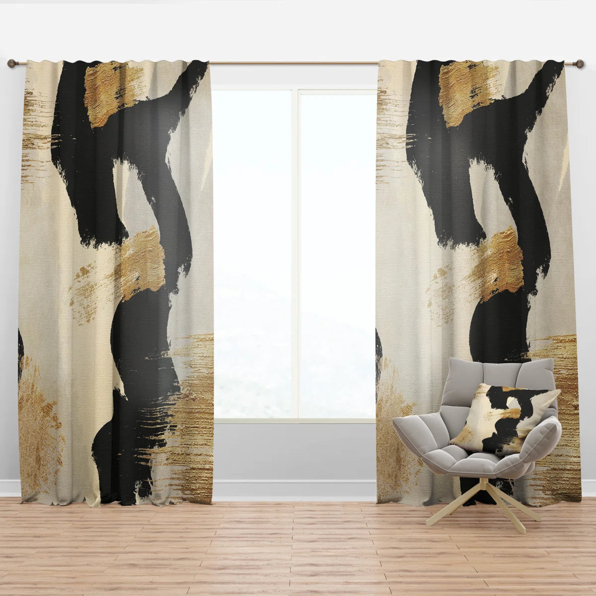 Glam Collage II - Modern Velvet Curtain - Room Darkening - 1 Panel