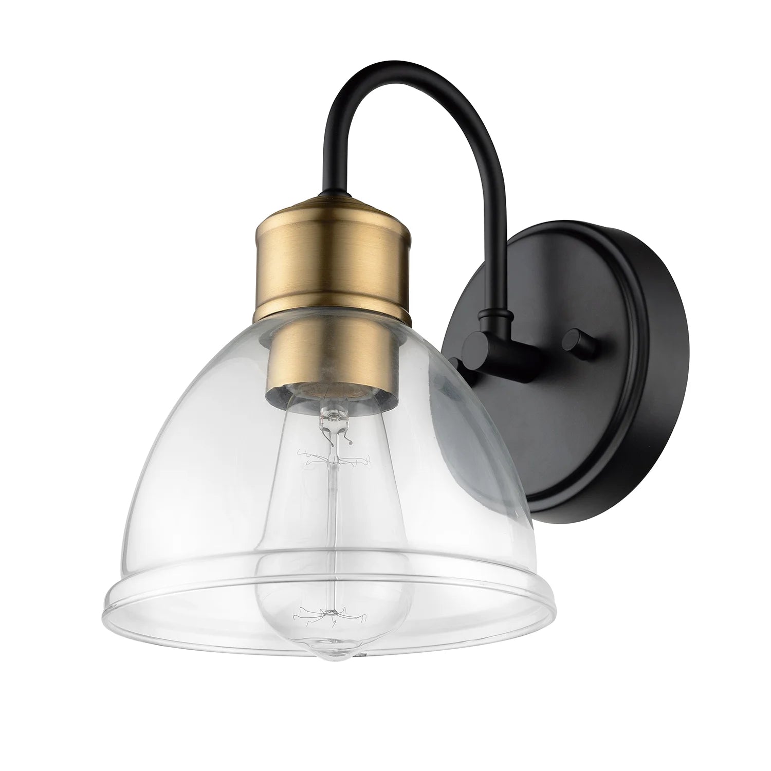 Brown 1-Light Dark Bronze Wall Sconce Light with Clear Glass Shade