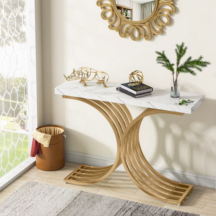 White/Gold Gonny Entryway Console Table