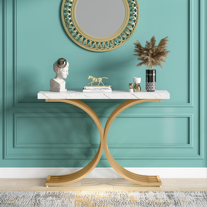 White/Gold Gonny Entryway Console Table