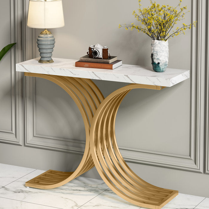 White/Gold Gonny Entryway Console Table