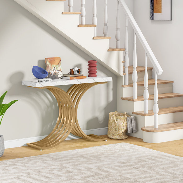 White/Gold Gonny Entryway Console Table