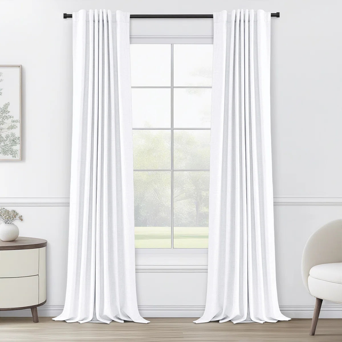 Graciella Thermal Insulated Faux Linen Textured 100% Blackout Curtains Set of 2