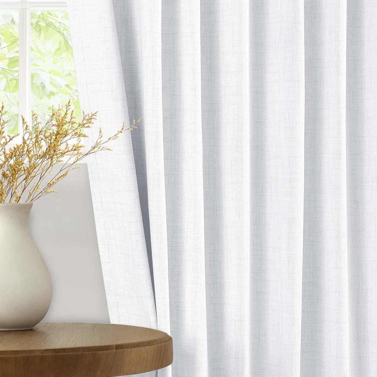 Graciella Thermal Insulated Faux Linen Textured 100% Blackout Curtains Set of 2