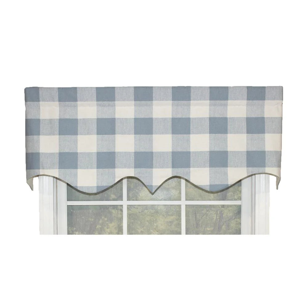 Home Grande Check Style Regal All Season Valance Blue 3 Rod Pocket