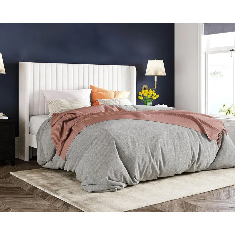 King Cream Velvet Headboard SHOWROOM ITEM