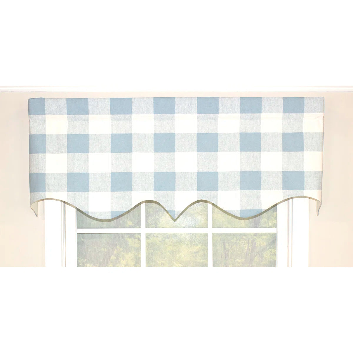 Haleyville Checkered Cotton Blend Scalloped Window Valance