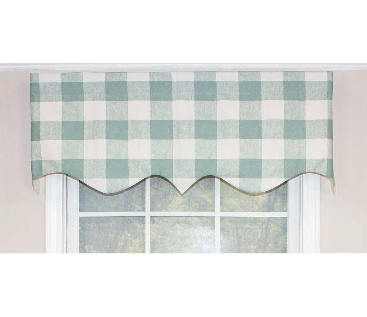 Haleyville Checkered Cotton Blend Scalloped Window Valance